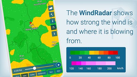 Live wind radar displaying real-time wind direction and strength across regions